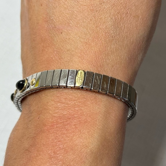 Manuel Zed Flexible Stretch Bracelet 18K Gold onyx Cabechons - Picture 5 of 7